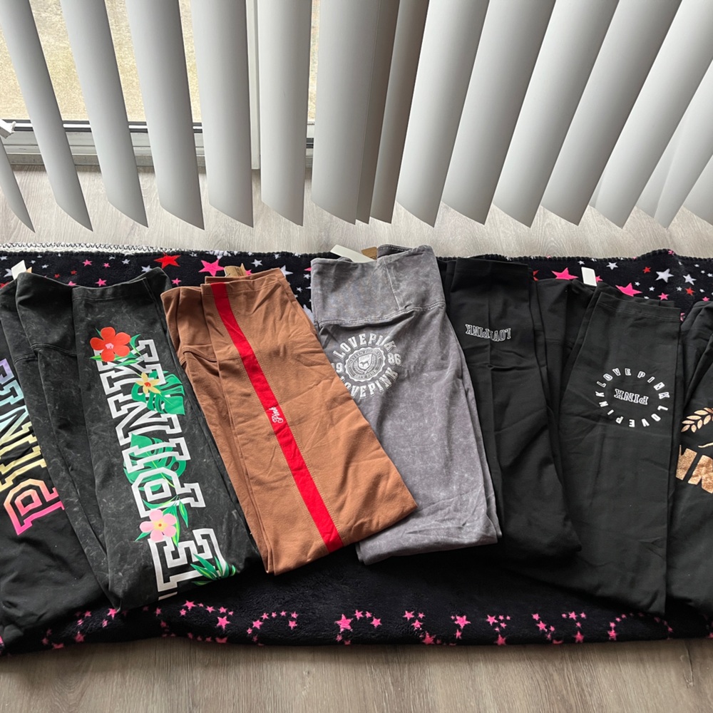 PINK Victoria's Secret 7 NWT LARGE LEGGINGS BUNDLE